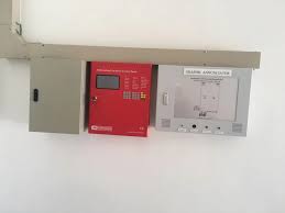 Asenware AW-FP100 addressable fire alarm control panel with touchscreen interface installed in Nairobi