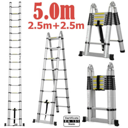 double aluminium telescopic ladder
