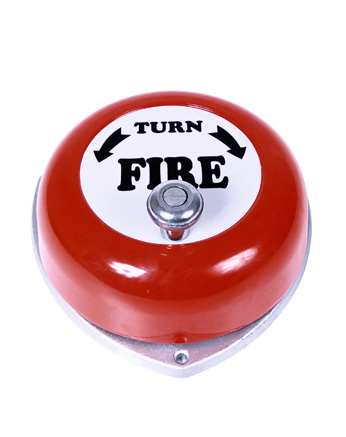 Red cast aluminum manual hand operated rotary fire alarm bell with rotating handle in Nairobi Kenya