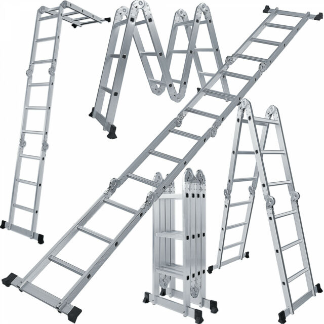 Multi-purpose aluminium folding ladder set up in an A-frame position inside a building in Nairobi, Kenya.
