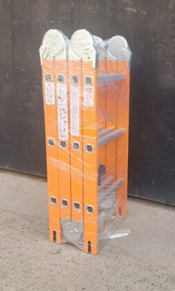 12ft (3.7m) Multipurpose Aluminum Folding Ladder (4x3 Steps) - Orange