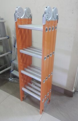 16ft (4.7m) Multipurpose Aluminum Folding Ladder (4x4 Steps) - Orange