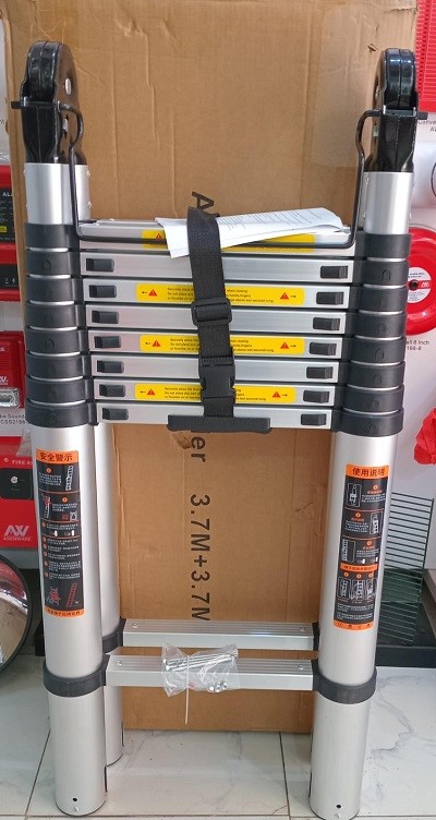 Heavy duty 3.7m plus 3.7m double telescopic aluminium ladder for sale in Kenya Affrosonic Systems