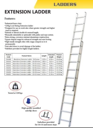 Heavy-Duty Aluminum Extension Ladders